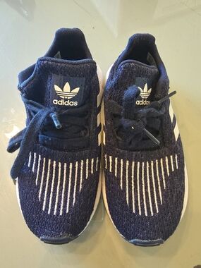 Adidas Kids Navy and White Knit Running Sneakers